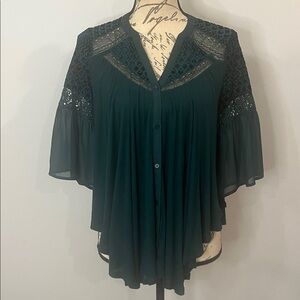 Anthropologie Meadow Rue Surya burnout velvet flowy flutter relaxed swing top XS